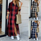 ZANZEA Women Maxi Shirt Dress 2022 Autumn Vintage Ladies Long Sleeve Vestidos Oversize Casual Plaid Robe
