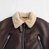 Autumn Short Fur One Lamb Coat Coat + Vest Temperament