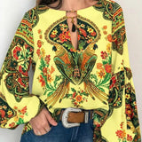 Large Number Of New Women's Fashion Women's Fashion Digital Printing Round Lantern Sleeve Shirts In The Spring And Summer Of