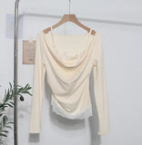 Spring Fake Two Lace Lace Collar Folded Long Sleeves Slimming Bottom T-Shirt Blouse Woman