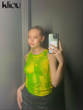 Kliou Body Print Women Tank Tops Hipster Sexy High Street Midnight Wear Clothing Sleeveless O-Neck Hot Female Party
