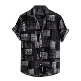 Shirt Casual Stripe Print Hawaiian Shirts Short Sleeve Button Turn-down Shirt Harajuku Summer Shirt For Mens Chemise