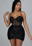 Formal Sequin Strap Wrap Mini Club