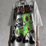 Gray T Shirt Loose Summer Oversize T Shirt Women Harajuku Punk Short Sleeves T-shirts Tops Tee Hip Hop T-Shirt for