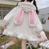 Kawaii Rabbit Ear Hoodie Sweatshirt Women Funny White Black Winter Girl Hoodie Oversize Cute Japan Harajuku