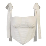 Summer Bandage Tank Top Women Slim Elegant Casual Asymmetric Crop Top Female Vintage Streetwear Tanks Vest 2020