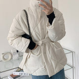 Winter Khaki Coat Women Turtleneck Thicken Argyle Bomber Jacket Woman Korean Fashion Chic Pocket Autumn Chaketas