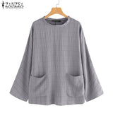 Check Shirts Women's Spring Blouse ZANZEA 2022 Casual Long Sleeve Blusas Female O Neck Tunic Plaid