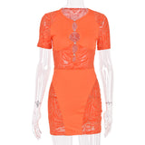 hirigin Cut Out Sexy Zebra Mesh Transparent Women's Mini Dress for Beach Holiday Night Club Party Bodycon Pencil Short
