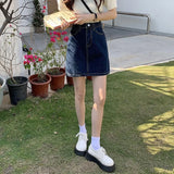 Korean Style Denim Mini Skirts for Women Summer 2024 Dark Blue Short A Line Skirt Woman Jeans High Waist Skirts Female-Outfit