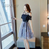 Popular Women Plus Size Slim Women Dress Lace Patchwork Spring Summer Female