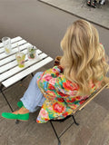 Women Vintage Floral Printed Thick Warm Cotton Coat Fashion Spliced Long Sleeve Jacket 2023 Autumn Winter Lady Casual Streetwear-Outfit