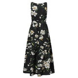 Elegant Sleeveless Tank Dress Celmia Bohemian Floral Print Long Party Dress 2022 Summer Holiday Casual Belted Maxi