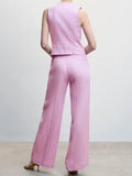 2023 Women Summer 2-Pieces Sets Casual Solid Linen Vests Coats and Trousers Female Elegant Street Two Suits Clothing-Outfit
