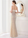 Formal Sequins Strap Slit Mermaid Evening