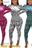 Leopard Print Rompers Womens Jumpsuit Sexy O Neck Long Sleeve Leggings Skinny Night Club Party Jumpsuit Women Overalls-Outfit