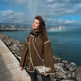 Women's Clothing 2025 Autumn And Winter New Fashion Wool Coat Thick Loose With Scarf Tid