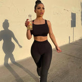 2021 Solid Sexy Camis Tank Top Skirt 2 Pieces Set Summer Women Streetwear Tracksuit Club