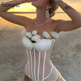 Sexy Mesh Corset White Tube Top Women 2020 Slim Backless Off Shoulder Crop Tops Underbust Bustiers Black Tank
