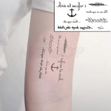 Water Transfer Tattoo Sexy Black Letter Lifeline Tattoo Body Art Waterproof Temporary Fake Flash Tattoo for Man Woman