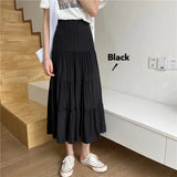 Woherb Splicing Cotton Linen Skirt Literary And Fresh Skirt High Waist Versatile A Line Skirt Casual Skirt-Outfit