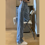 Women Fur-line High Waist Mopping Wide Leg Denim Trousers Female Straight Plus Size S-4XL Vintage All-match Streetwear Ins-Outfit