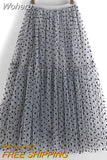 Women 3 Layer Polka Dot Tulle Ball Gown Skirt Elegant Elastic Waist Mesh A-line Tutu Skirt For Spring Summer QT2147-Outfit