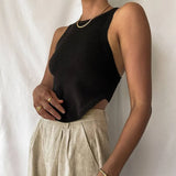 Y2K Basic Solid Tank Top Women Basic Irregular Hem Backless Sexy Club Casual Summer 2021 Vintage Sleeveless Crop
