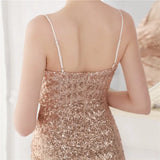 Formal Sequins Strap Slit Mermaid Evening