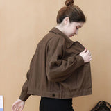 Woherb Autumn Casual Coat Female Autumn Versatile Thin 2024 New Loose Show Thin Korean Version Of The Tooling Jacket Tide-Outfit