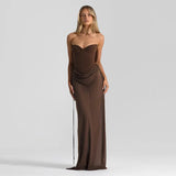 Summer New Women's Sexy Hanging Neck V Tie With Body-Dexed Open Fork Dress