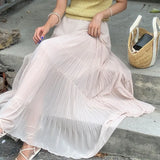 Summer French Retro Romantic Super Fairy Hundred Folded High-Rise Half-Senior Skirt Elegant High-End Long Umbrella