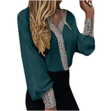 Fashion Leopard Printed Blouse Flared Sleeve Office Shirts Women Spring V-Neck Moda Shirt Female Tops Women 2022 New Year