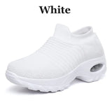 Women Tennis Shoes Breathable Mesh Height-increasing Slip-on Female Sock Footwear Outdoor Women Sneakers Thick Bottom