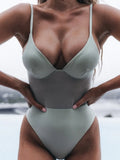 Green Perspective Sexy One Piece Swimsuit 2020 Hot Sale Straps Padded Bra Mesh Pathwork Swimwear Women Bathing