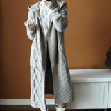 Cross Women Sweater Long Cardigans Fall Winter New Knitted Jackets Korean Loose Oversized Long Sleeve Casual Hooded