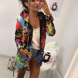 Tie Dye Jackets Autumn Harajuku Colourful Print Woman Hoody Sweatshirt Casual Pocket Zipper Oversized Thin Outwear