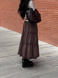 Brown High-Rise Slim Skirt 2025 Layer Sense A Skirt Simple New Medium And Long