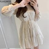 2021 Spring Fenimine Vestidos Women Long Sleeve Elegant Office Lady Basic Wear Floral Print Prairie Chic