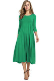2020 Autumn Winter Elegant New Fashion O Neck Women's Midi Maxi Dress Casual Tunic Solid Three Quarter Ladies Long