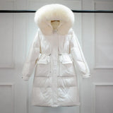 Waterproof Winter Women's Long Puffer Jacket 2022 Big Real Raccoon Fur Hooded Duck Down Coat Female Rain Feather