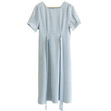 Vintage Dresses Hot Sales Woman Summer Short Sleeve Cute Sweet Korea Japan Style Design Blue Pink lattice Plaid Dress