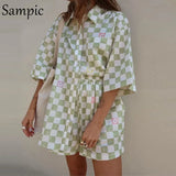 Summer Tracksuit Women 2021 Lounge Wear Shorts Set Short Sleeve Shirt Tops And Loose Mini Shorts Suit Two Piece