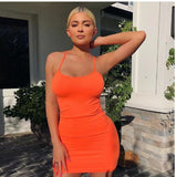Summer New Ladies Dress Simple Design Club Hanging Neck Sexy Waist Slimed Body