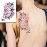 Temporary Tattoo Stickers Rose Sapphire Red Flower Fake Tatto Waterproof Tatoo Back Leg Arm Belly Big Size for Women Men