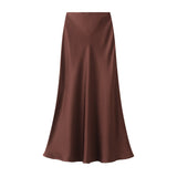 Lustrous Silky Silky Dress Half-Dress Women's Summer Long Fishtail Skirt High-Waisted Thin-Butt