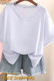 100% Cotton L-6XL T Shirt Plus Size Tshirt Short Sleeve Women Top Summer Heart Print Couple V Neck Oversized T Shirts-Outfit