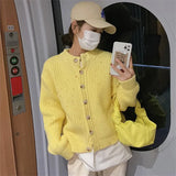 Woherb Milk Blue Sweater Coat Female Autumn Winter Loose Languid Lazy Wind Gentle Foreign Style Jacket Salt Department Knit Cardigan-Outfit