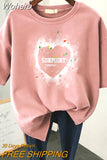 Plus Size T Shirt 100% Cotton L-6XL Tshirt Short Sleeve Women Top 2023 Summer Heart Print O Neck Oversized T Shirts-Outfit