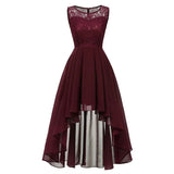 Asymmetrical Dress Women 2019 Elegant Chiffon Burgundy Lace Long Party Dress Female Slim Wedding Bridesmaids Maxi